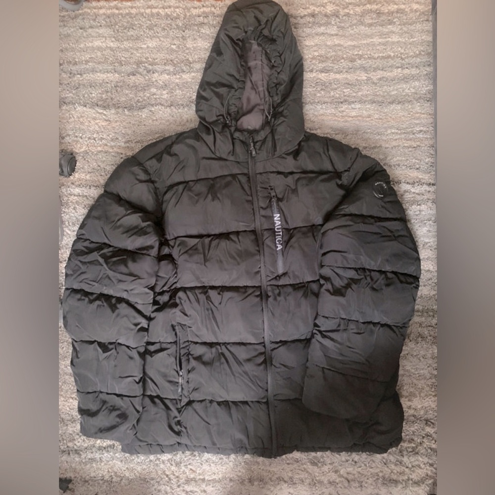 Black puffy winter jacket Nautica coat